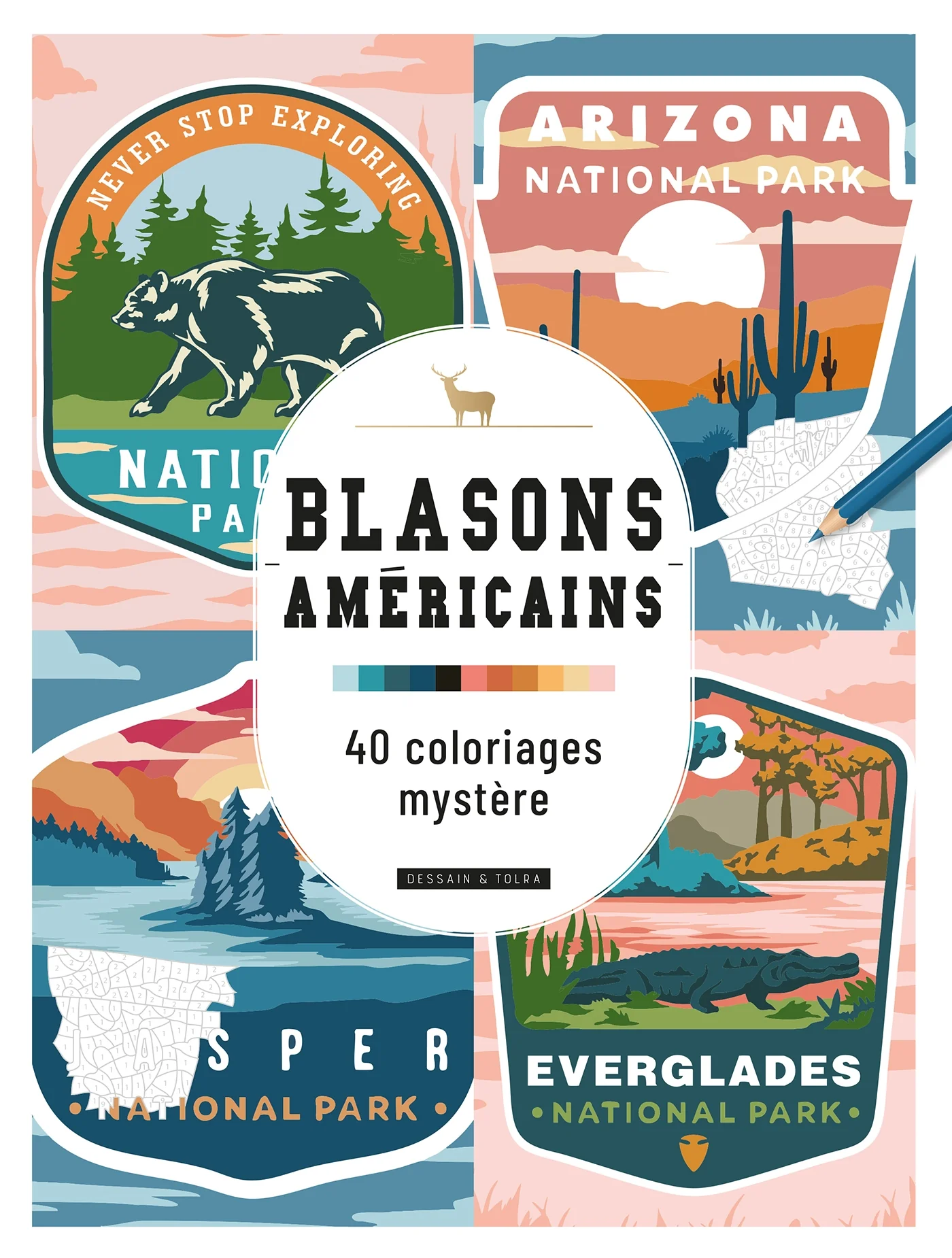 Blasons américains - 40 Coloriages mystère !