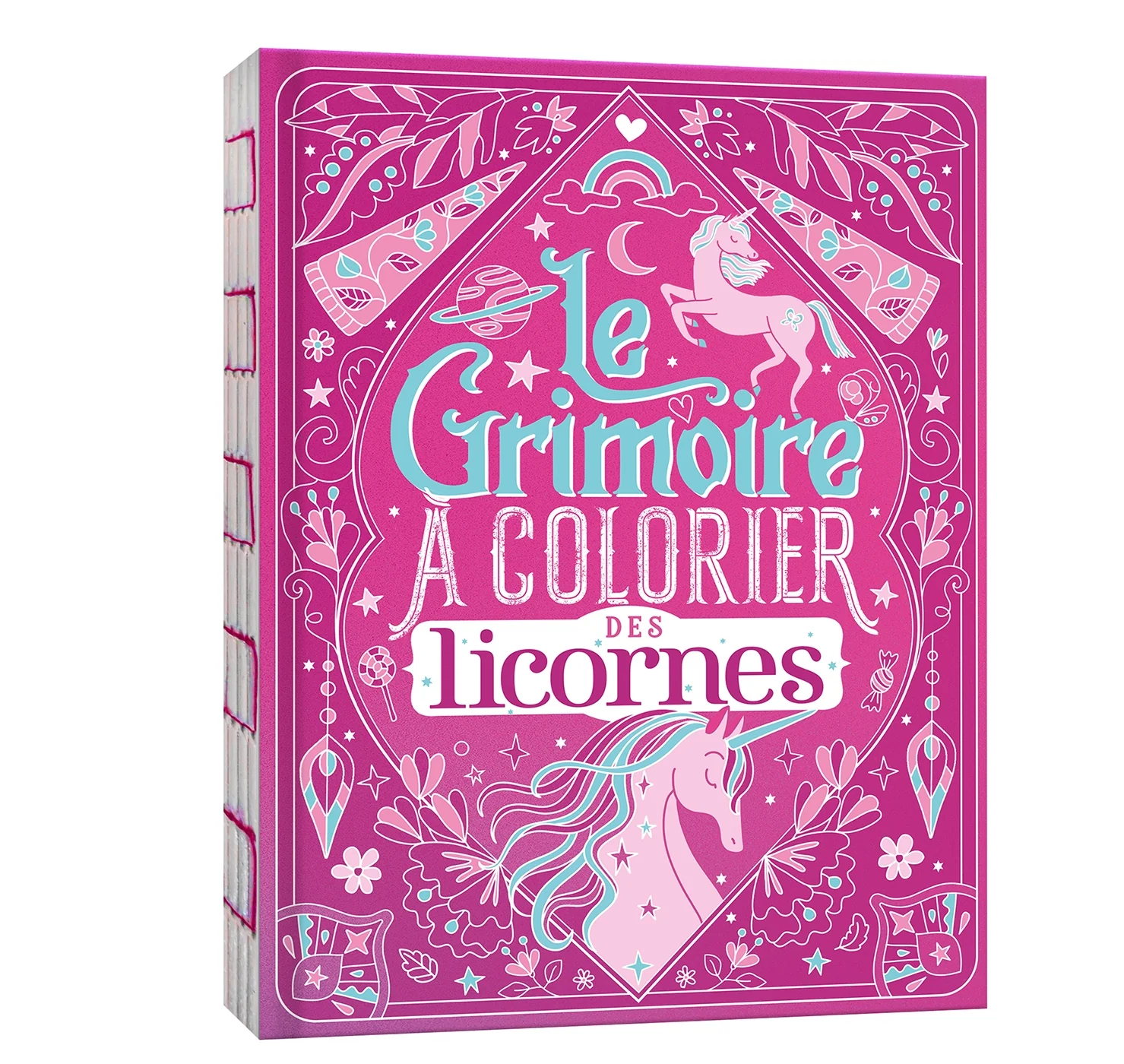 Le grimoire des licornes à colorier -  avec paillettes